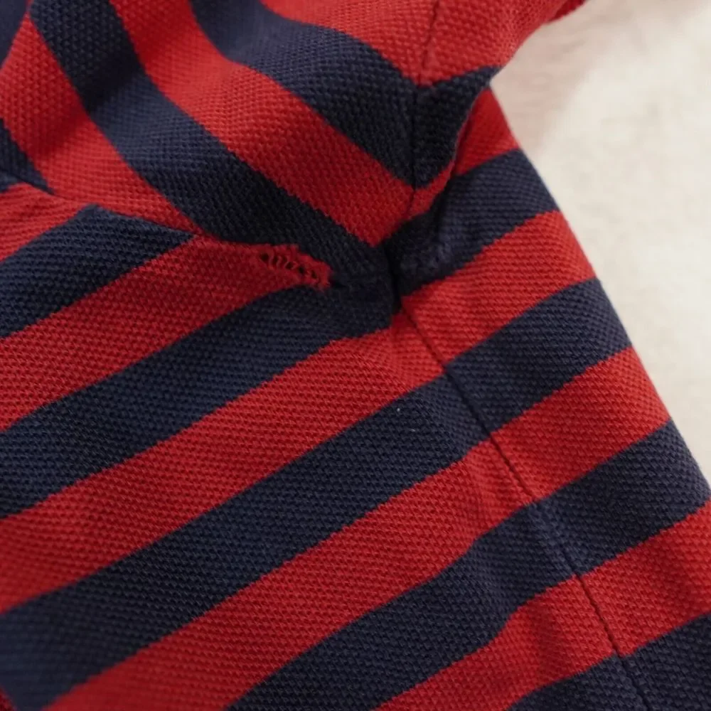 Vintage Polo Ralph Lauren Shirt Mens 1XL BIG Red Navy‎ Blue Striped Polo READ